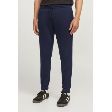 Pantaloni de trening cu croiala conica si snur - Bleumarin