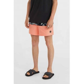 Pantaloni scurti de baie cu model Cali Block 15'' - Negru/Portocaliu