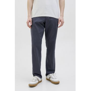 Pantaloni uni cu croiala dreapta si buzunare laterale - Bleumarin