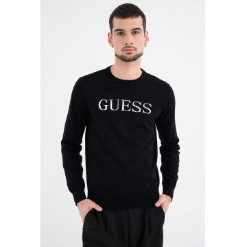 Pulover slim fit cu logo - Negru