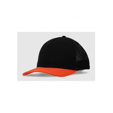 Sapca unisex -  model trucker - sintetic - negru/portocaliu
