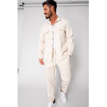 Set Camasa cu buzunare si Pantalon lung Beige 15976 - Bej