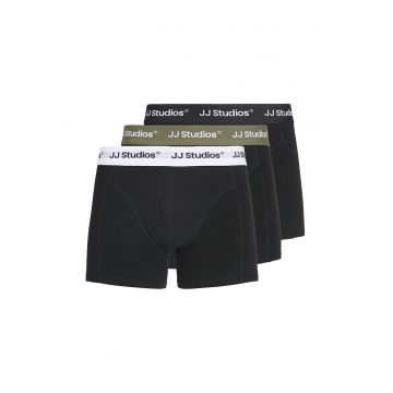 Set de boxeri din amestec de bumbac organic - 3 perechi - Negru/Verde masliniu