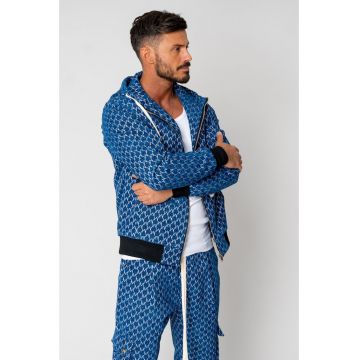 Set Hanorac cu fermoar si Pantalon lung cargo Dark Blue 15350 - Albastru inchis