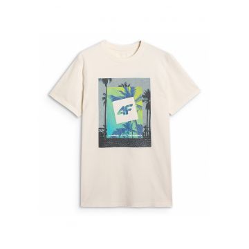 Tricou Barbati  Imprimeu Surf - Bumbac 100% - Crem - XXL