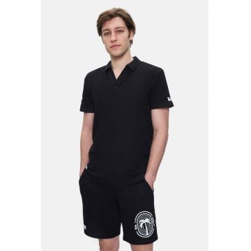 Tricou cu broderii Russel - Negru