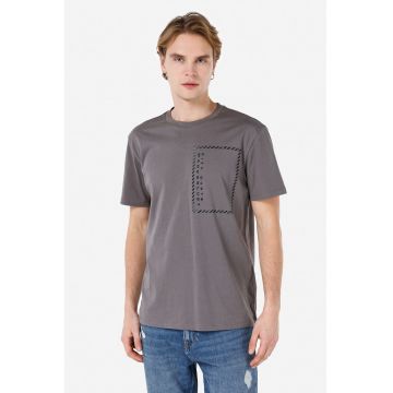 Tricou cu decolteu la baza gatului - din bumbac - Maro inchis