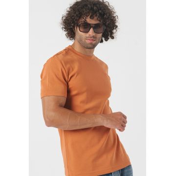 Tricou cu decolteu la baza gatului - Maro deschis