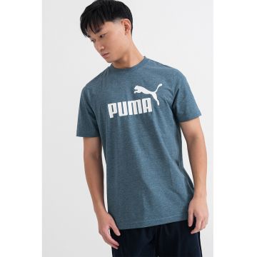 Tricou cu decolteu la baza gatului si logo - Alb/Verde pal