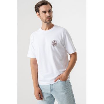 Tricou cu imprimeu pe partea din spate - Maro inchis/Galben pal/Alb optic