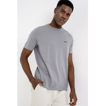 Tricou cu logo discret si decolteu la baza gatului - Maro/Maro taupe