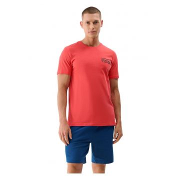 Tricou cu maneca scurta -  barbati - corai - bumbac