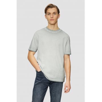 Tricou de bumbac cu decolteu la baza gatului - Verde pal