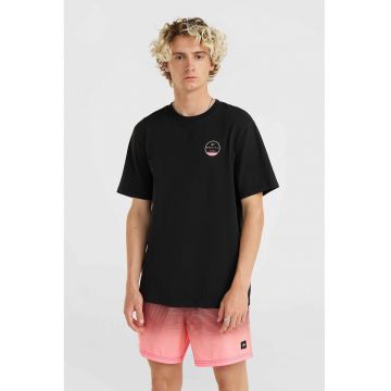 Tricou de bumbac cu imprimeu logo pe spate - Negru