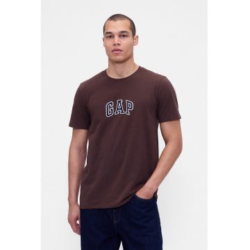 Tricou de bumbac cu logo - Maro inchis
