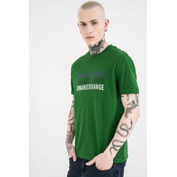 Tricou de bumbac cu logo - Verde/Albastru