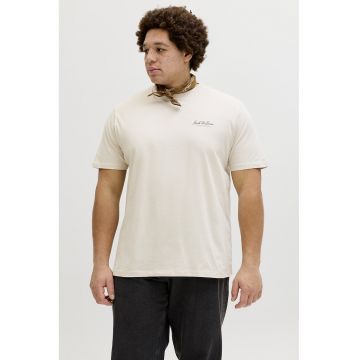 Tricou de bumbac organic cu decolteu la baza gatului - Bej deschis