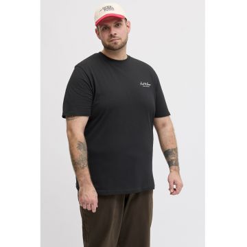 Tricou de bumbac organic cu decolteu la baza gatului - Negru