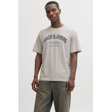 Tricou de bumbac organic cu imprimeu logo - Alb murdar