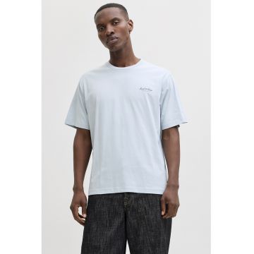 Tricou de bumbac organic cu imprimeu logo - Albastru pastel