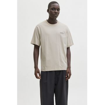 Tricou de bumbac organic cu imprimeu logo - Bej