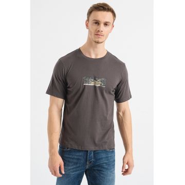 Tricou din bumbac cu imprimeu Alpha - Maro inchis