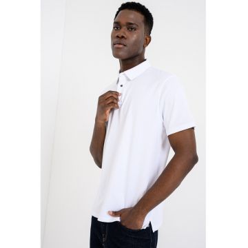 Tricou polo slim fit din bumbac - Alb