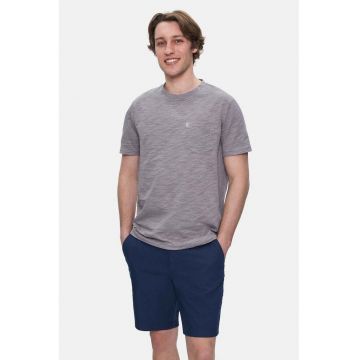 Tricou regular fit cu decolteu la baza gatului Caleb - Gri