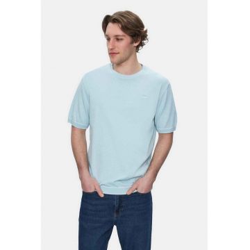 Tricou regular fit cu decolteu la baza gatului Fared - Albastru