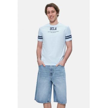 Tricou regular fit cu decolteu la baza gatului Stark - Albastru