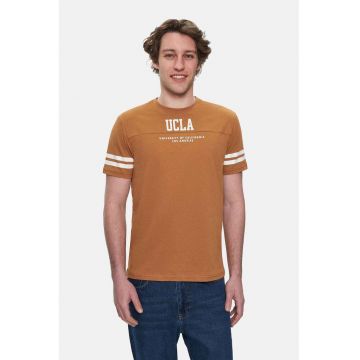 Tricou regular fit cu decolteu la baza gatului Stark - Maro