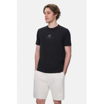 Tricou regular fit cu detaliu logo Fabio - Negru