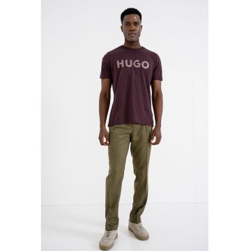 Tricou regular fit cu logo cauciucat Dulivio - Violet pruna