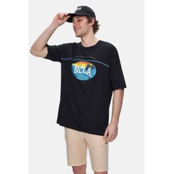 Tricou regular fit - decolteu la baza gatului - imprimeu cu logo - Negru - AIRE - Negru