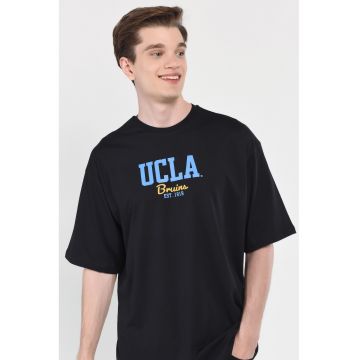 Tricou regular fit - decolteu la baza gatului - imprimeu cu logo - Negru - HUNTER - Negru