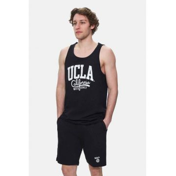 Tricou regular fit - decolteu la baza gatului - imprimeu cu logo - Negru - PEBBLE