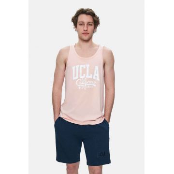 Tricou regular fit - decolteu la baza gatului - imprimeu cu logo - Roz - PEBBLE - Roz