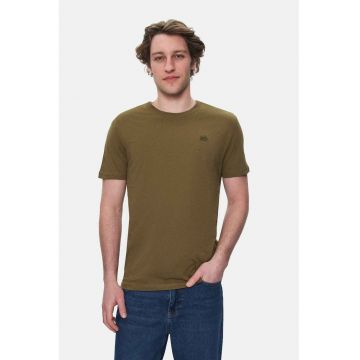 Tricou regular fit - decolteu la baza gatului - imprimeu cu logo - Verde - HARPER - Verde