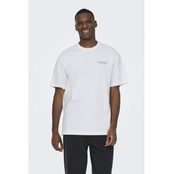 Tricou relaxed fit de bumbac organic cu imprimeu - Portocaliu/Alb optic