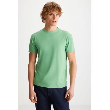 Tricou slim fit din amestec de bumbac cu decolteu la baza gatului Tiago