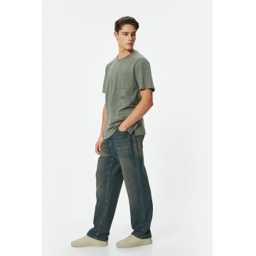 Tricou supradimensionat cu buzunar - Verde sparanghel