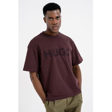 Tricou supradimensionat cu decolteu la baza gatului Dinkee - Violet aubergine