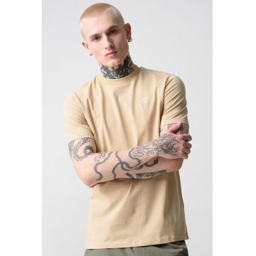 Tricou uni cu decolteu la baza gatului - Maro camel