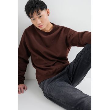 Bluza de trening cu decolteu la baza gatului si logo discret - Maro