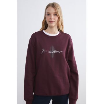 Bluza de trening cu text - Visiniu