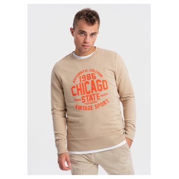 Bluza de trening din amestec de bumbac cu model text - Bej