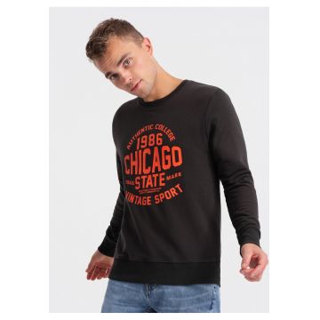 Bluza de trening din amestec de bumbac cu model text - Maro inchis