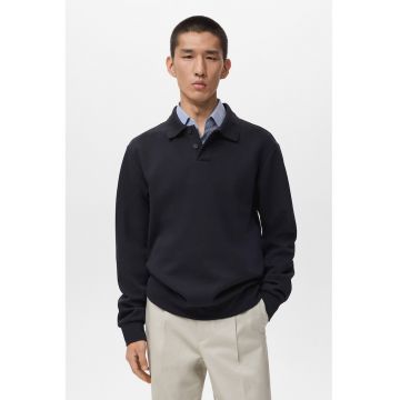 Bluza de trening polo cu model uni - Albastru ultramarin