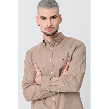 Camasa oxford din amestec de bumbac - Maro taupe