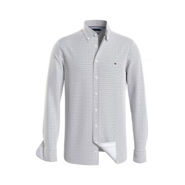 Camasa slim fit cu model - Alb/Bleumarin